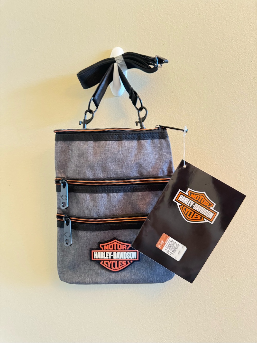 Harley-Davidson NWT Heather Gray Crossbody Sling Bag Logo